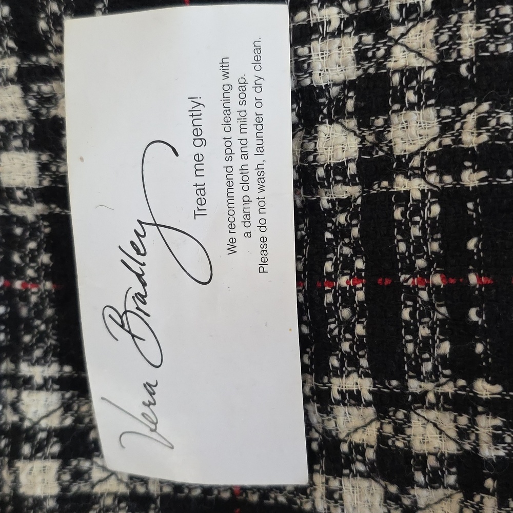 Vera Bradley Tweed East West Bag Purse Limited Edition Black, White, Red⚘️ - Picture 7 of 8